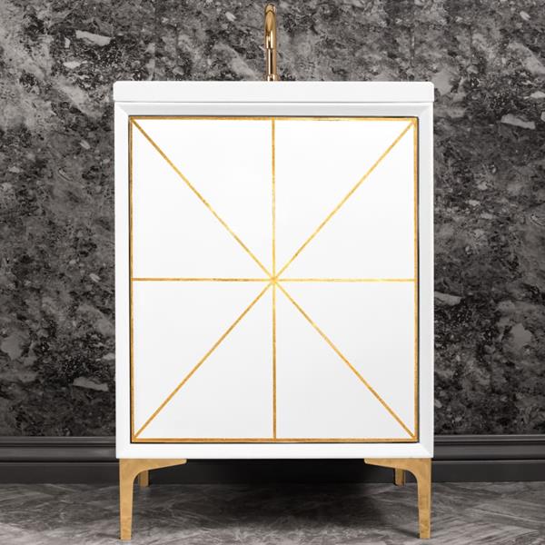 Linkasink - Divergence 24 Inch Wide White Vanity w/ Hand Applied Metal Leaf