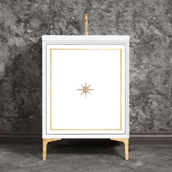 Linkasink - Linea With Star Hardware 24 Inch Wide White Vanity