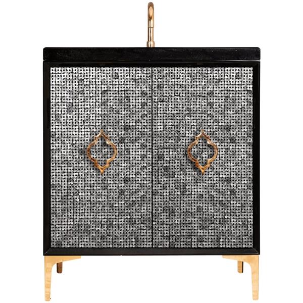 Linkasink - Mother Of Pearl With Arabesque Pull 30 Inch Wide Black Vanity