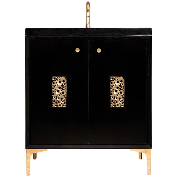 Linkasink - Frame With Coral Grate 30 Inch Wide Black Vanity
