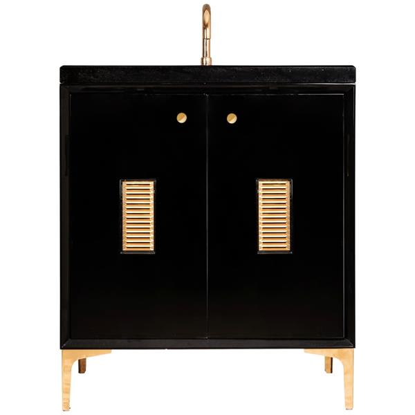 Linkasink - Frame With Louver Grate 30 Inch Wide Black Vanity