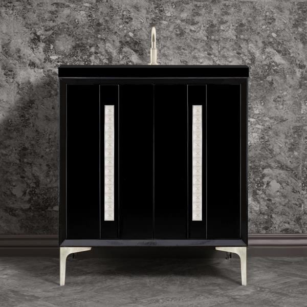 Linkasink - Tuxedo With 18 Inch Eglomise Pyramid Artisan Glass Hardware 30 Inch Wide Black Vanity
