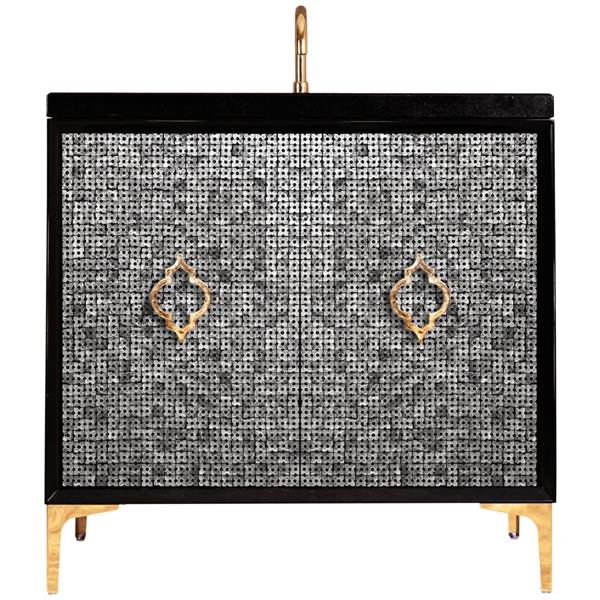 Linkasink - Mother Of Pearl With Arabesque Pull 36 Inch Wide Black Vanity