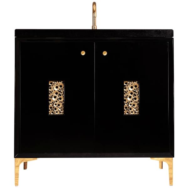 Linkasink - Frame With Coral Grate 36 Inch Wide Black Vanity