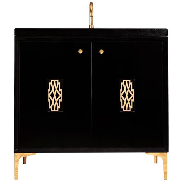Linkasink - Frame With Deco Grate 36 Inch Wide Black Vanity