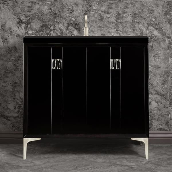 Linkasink - Tuxedo With 3 Inch Black Tiger Prism Artisan Glass Hardware 36 Inch Wide Black Vanity