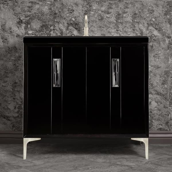 Linkasink - Tuxedo With 8 Inch Black Tigler Prism Artisan Glass Hardware 36 Inch Wide Black Vanity