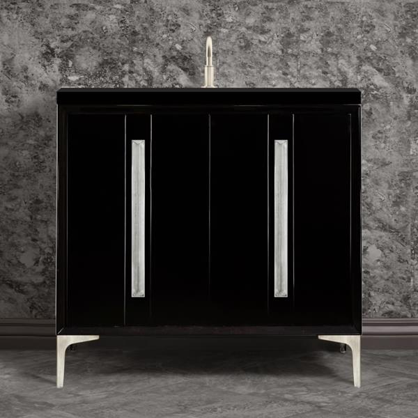 Linkasink - Tuxedo With 18 Inch Eglomise Prism Artisan Glass Hardware 36 Inch Wide Black Vanity