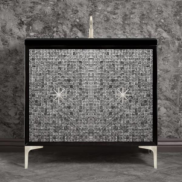 Linkasink - Mother Of Pearl With Star Hardware 36 Inch Wide Black Vanity
