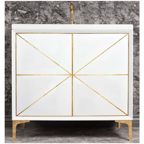 Linkasink - Divergence 36 Inch Wide White Vanity w/ Hand Applied Metal Leaf
