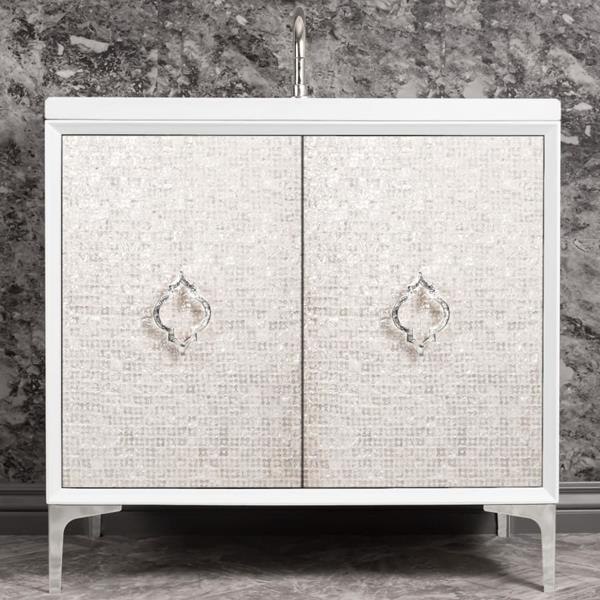 Linkasink - Mother Of Pearl With Arabesque Pull 36 Inch Wide White Vanity