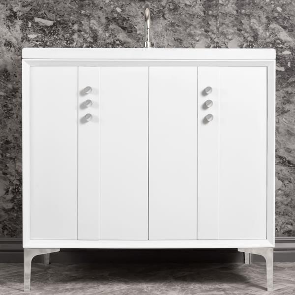 Linkasink - Tuxedo With Buttons 36 Inch Wide White Vanity