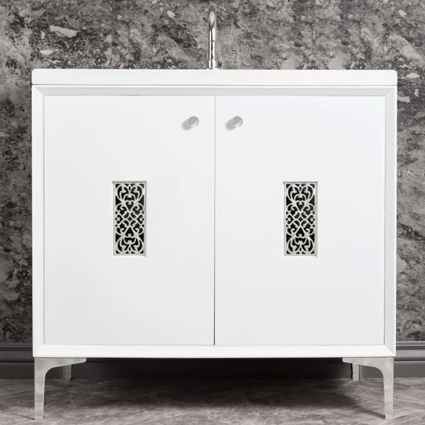 Linkasink - Frame With Filigree Grate 36 Inch Wide White Vanity