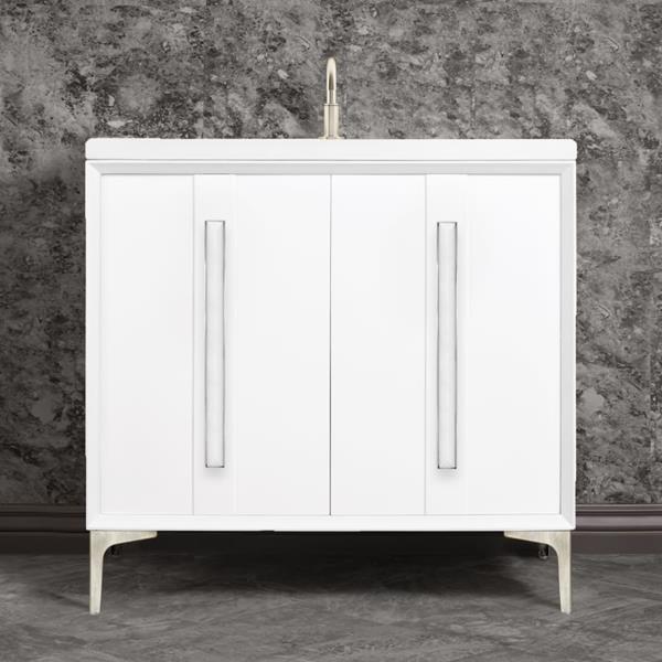 Linkasink - Tuxedo With 18 Inch White Prism Artisan Glass Hardware 36 Inch Wide White Vanity