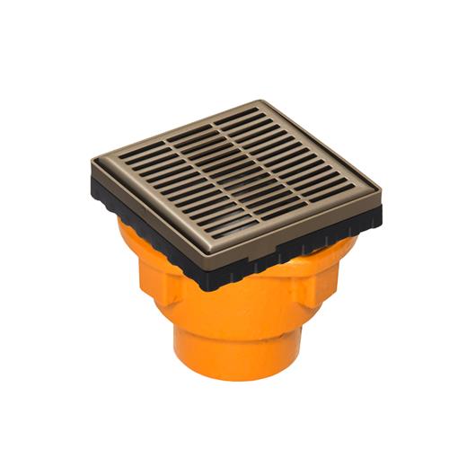 Infinity Drain - 4 x 4 Inch LND 4 Slotted Pattern Complete Kit with Cast Iron Drain Body