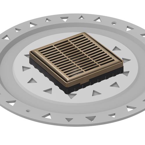 Infinity Drain - 4 x 4 Inch LND 4 Slotted Pattern Complete Kit with PVC Bonded Flange