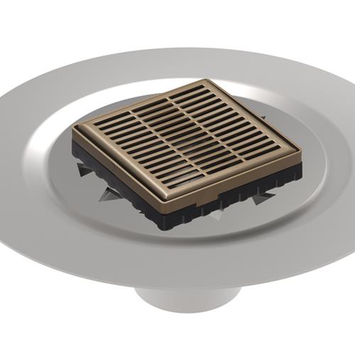 Infinity Drain - 4 x 4 Inch LND 4 Slotted Pattern Complete Kit with Stainless Steel Bonded Flange