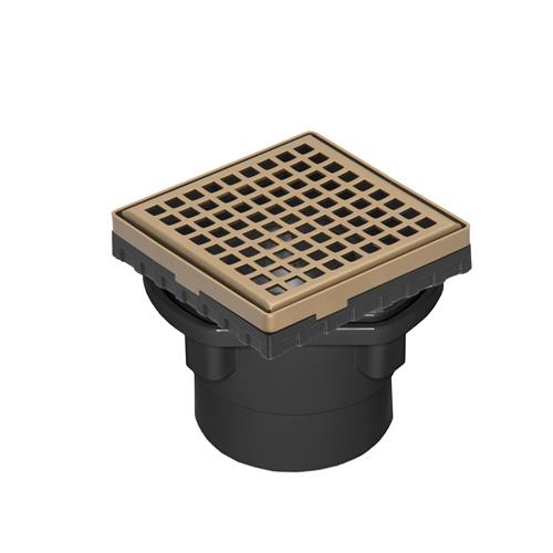 Infinity Drain - 4 x 4 Inch LQD 4 Squares Pattern Complete Kit with ABS Drain Body, 2 Inch Outlet