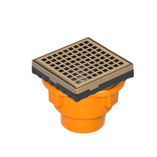 Infinity Drain - 4 x 4 Inch LQD 4 Squares Pattern Complete Kit with Cast Iron Drain Body