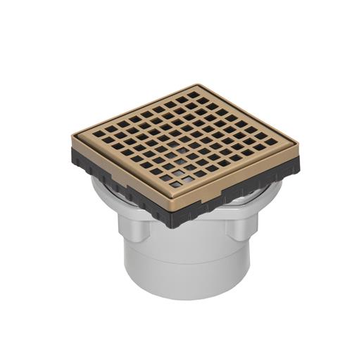Infinity Drain - 4 x 4 Inch LQD 4 Squares Pattern Complete Kit with PVC Drain Body, 2 Inch Outlet