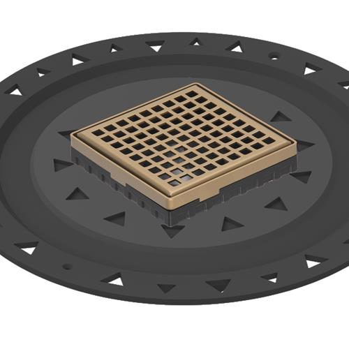 Infinity Drain - 4 x 4 Inch LQD 4 Squares Pattern Complete Kit with ABS Bonded Flange