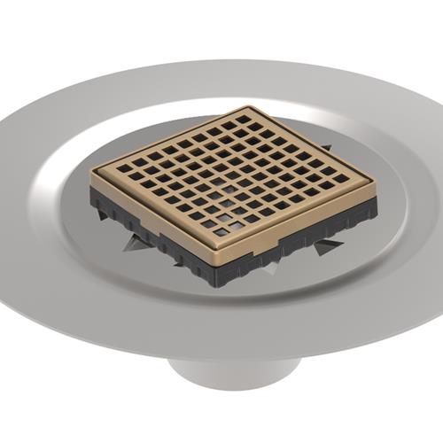Infinity Drain - 4 x 4 Inch LQD 4 Squares Pattern Complete Kit with Stainless Steel Bonded Flange