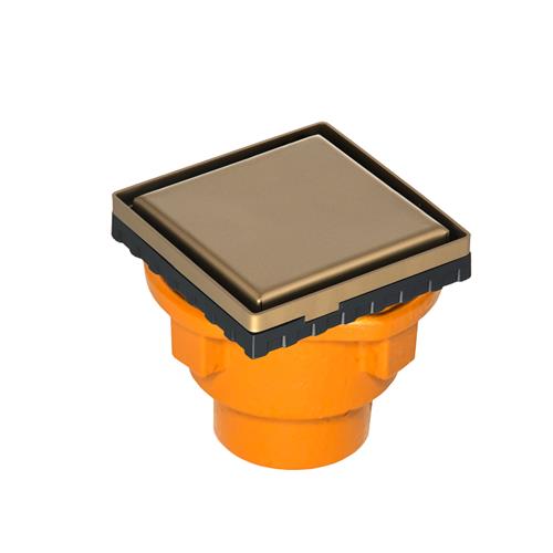 Infinity Drain - 4 x 4 Inch LSD 4 Solid Style Complete Kit with Cast Iron Drain Body