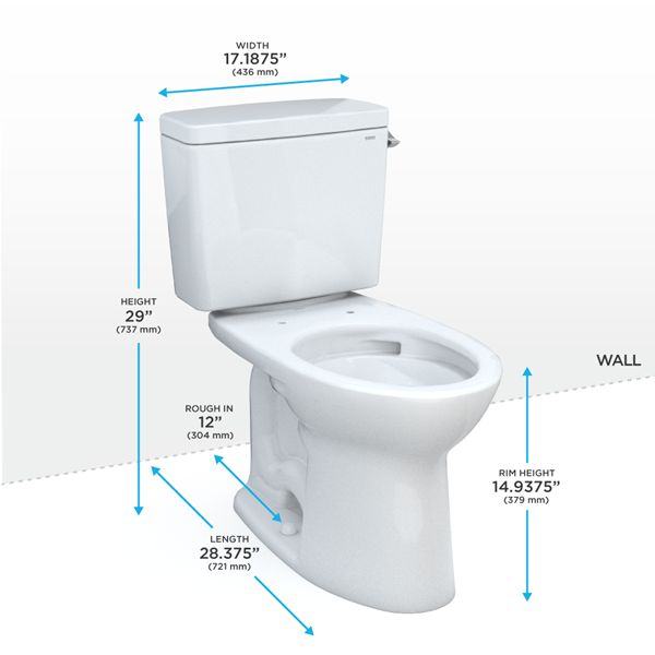Toto - Drake Two-Piece Elongated 1.28 Gpf Tornado Flush Toilet With Cefiontect And Right-Hand Trip Lever, Cotton White