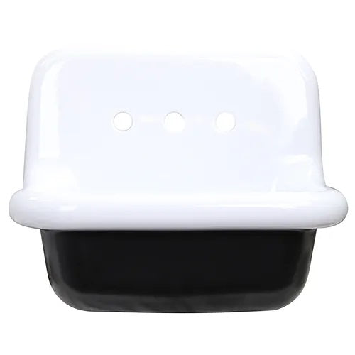 Nantucket Sinks - Fireclay 24 Inch Wallmount Bathroom Sink In Black/White