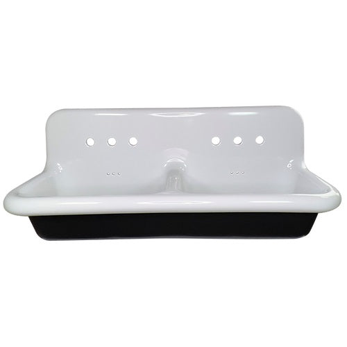Nantucket Sinks - Fireclay Utility 48 Inch Wallmount Bathroom Sink In Black/White