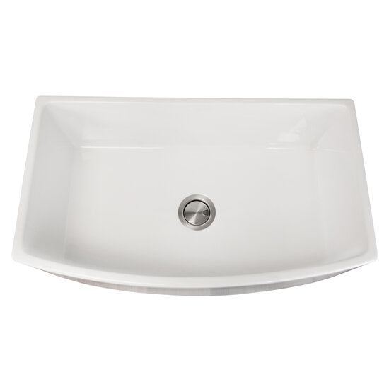 Nantucket Sinks - Italian Made Fine Fireclay Curved Apron Farmer Sink Finished In A White Finish