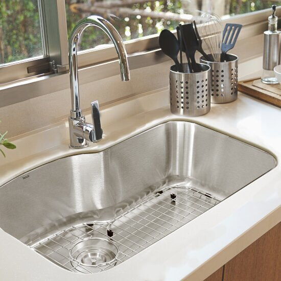 Nantucket Sinks - Mobyxl-16 Single Bowl Oblong Undermount Stainless Steel Kitchen Sink, 16 Gauge