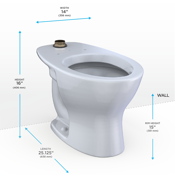 Toto - Tornado Flush Commercial Flushometer Floor-Mounted Toilet With Cefiontect, Elongated, Cotton White