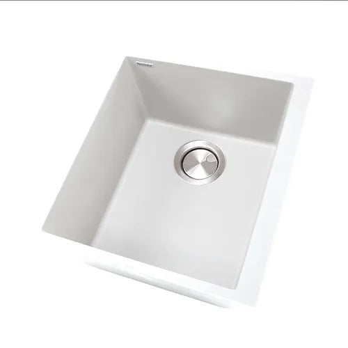Nantucket Sinks - 17 Inch Single Bowl Undermount Granite Composite Bar-Prep Sink White