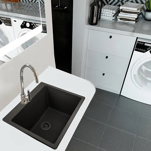 Nantucket Sinks - 25 Inch Inch Single Bowl Granite Composite Sink - Black