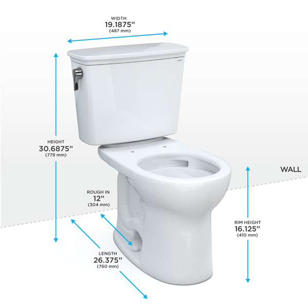 Toto - Drake Transitional Two-Piece Round 1.28 Gpf Universal Height Tornado Flush Toilet, Ebony