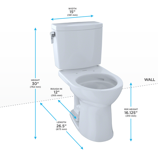 Toto - Drake II 1G Two-Piece Round 1.0 Gpf Universal Height Toilet, Ebony