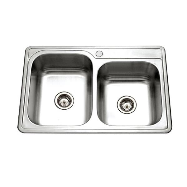 Hamat - Revive 33 Inch Topmount Stainless Steel 1-hole 60/40 Double Bowl Kitchen Sink