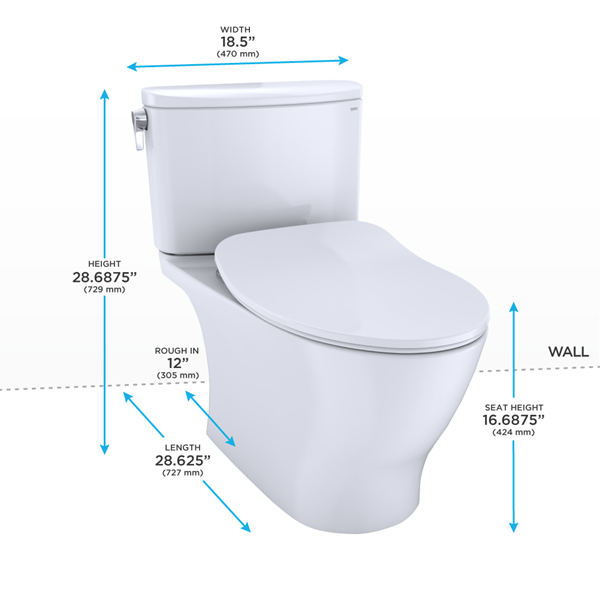 Toto - Nexus Two-Piece Elongated 1.28 Gpf Toilet With Cefiontect And Ss234 Softclose Seat, Washlet+ Ready