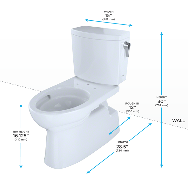 Toto - Vespin II 1G Two-Piece Elongated 1.0 Gpf Skirted Toilet With Cefiontect And Right-Hand Trip Lever