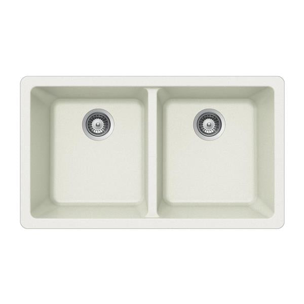 Hamat - SiOStone 33 Inch Granite Undermount 50/50 Double Bowl Kitchen Sink