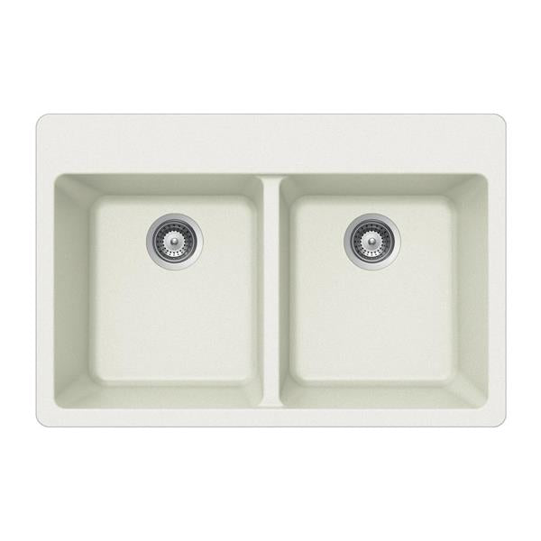 Hamat - SiOStone 33 Inch Granite Topmount 50/50 Double Bowl Kitchen Sink