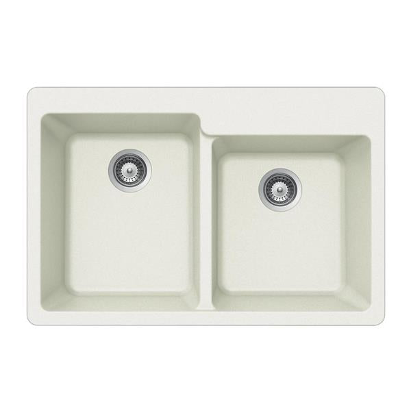 Hamat - SiOStone 33 Inch Granite Topmount 60/40 Double Bowl Kitchen Sink