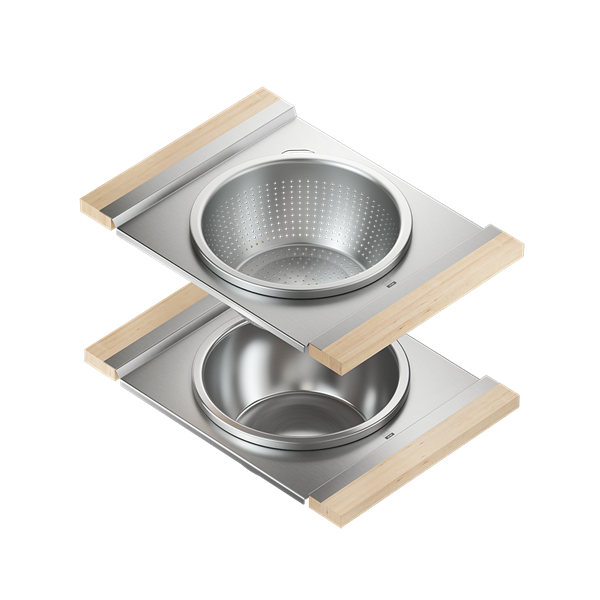 Julien - Smartstation multi-level bowl and colander for 17 inch sink - maple