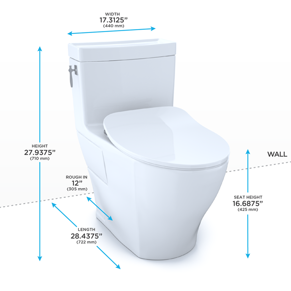 Toto - Aimes One-Piece Elongated 1.28 Gpf Toilet With Cefiontect And Softclose Seat, Washlet+ Ready, Cotton White