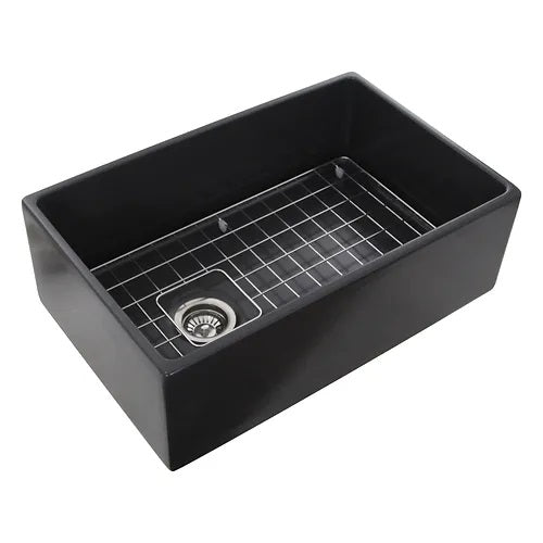 Nantucket Sinks - 30 Inch Farmhouse Fireclay Sink With Drain And Grid,
