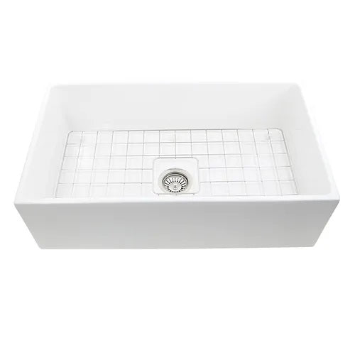 Nantucket Sinks - 33 Inch Farmhouse Fireclay Sink With Drain And Grid