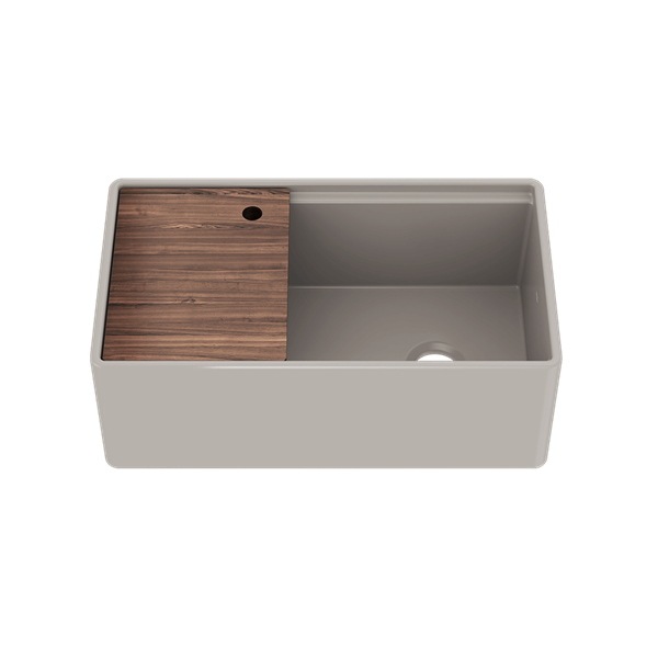 Julien - Fira 33 Inch Single Bowl Kitchen Sink Matte Taupe Fireclay with Accessory Ledge, 33X19X11-1/2