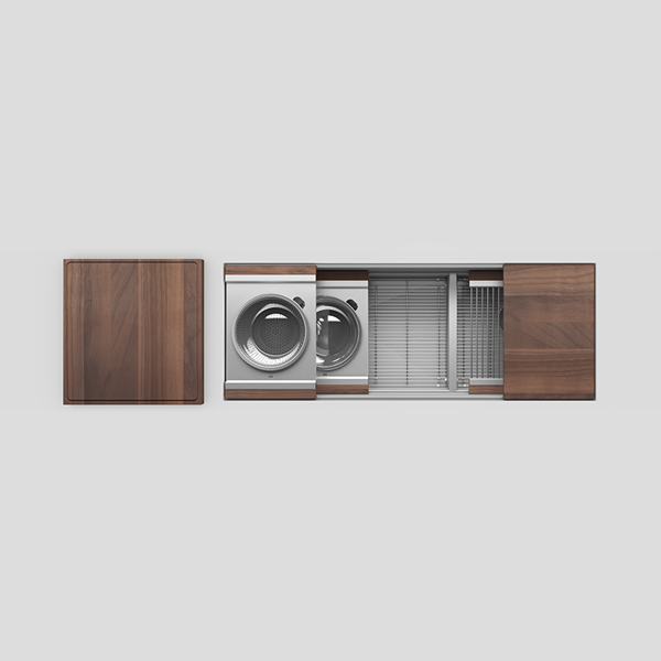 Julien - Smartstation Undermount Double-Bowl Workstation Kitchen Sink with Walnut Accessories, L30x17x10 R18x 17x10