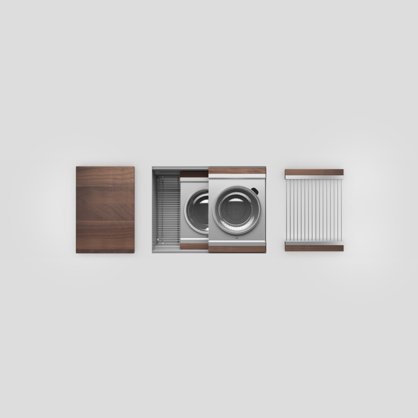 Julien - Smartstation Undermount Single-Bowl Workstation Kitchen Sink with Walnut Accessories, 24x18x10